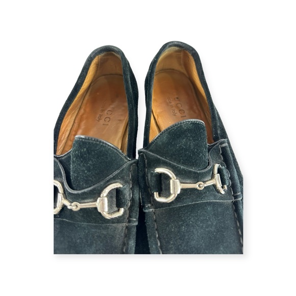 Men genuine GUCCI black suede leather horse bit loafers shoes 7.5 8 US main image 6
